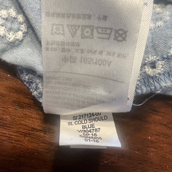 Old Navy Off-the-Shoulder Chambray Dress – Women’s Large – Embroidered Hem - Picture 7 of 7